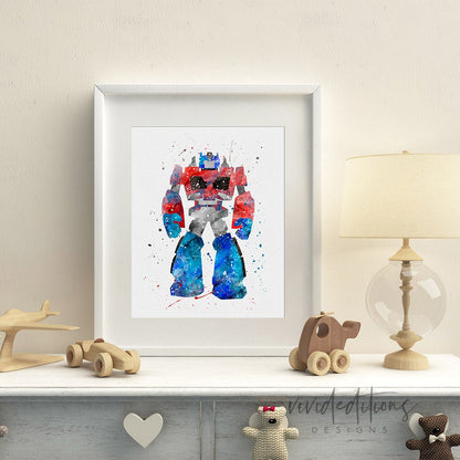 Optimus Prime, Transformers Watercolor Art Print Print - VividEditions