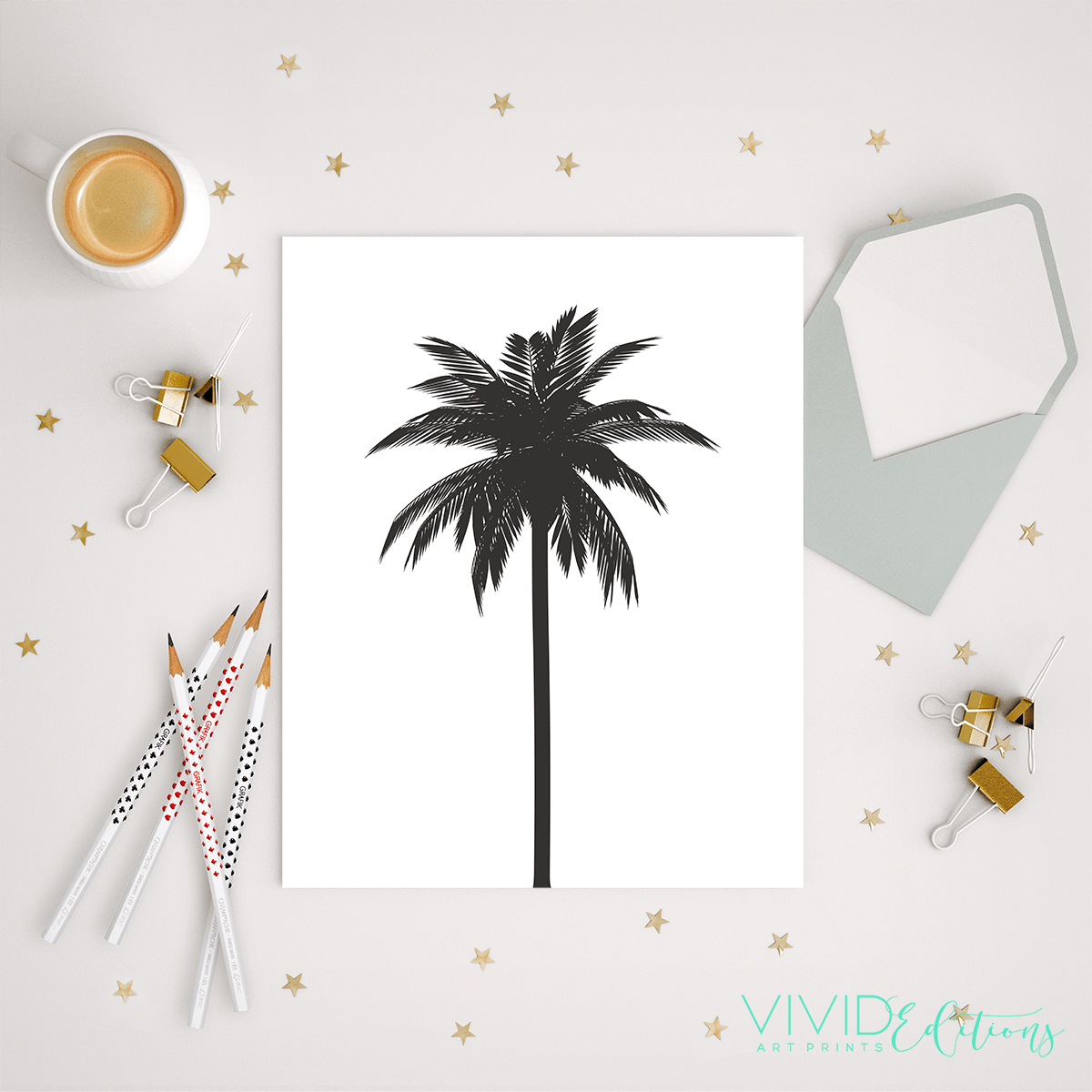 Palm Tree, Black Print - VividEditions