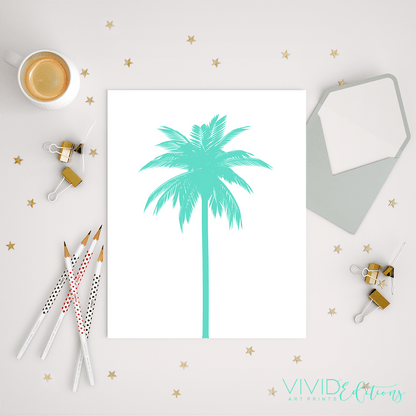 Palm Tree, Teal Print - VividEditions