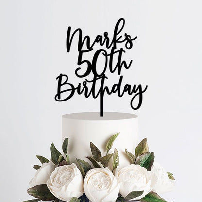 Personalized 50th Birthday Cake Topper, Acrylic or Wood Cake Topper - VividEditions