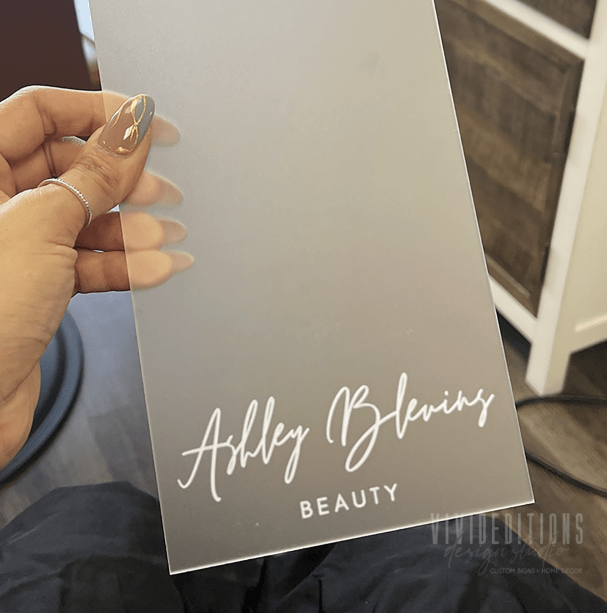 Personalized Acrylic Balayage Foil Board, Custom Engraved (3 sizes) Name Sign - VividEditions