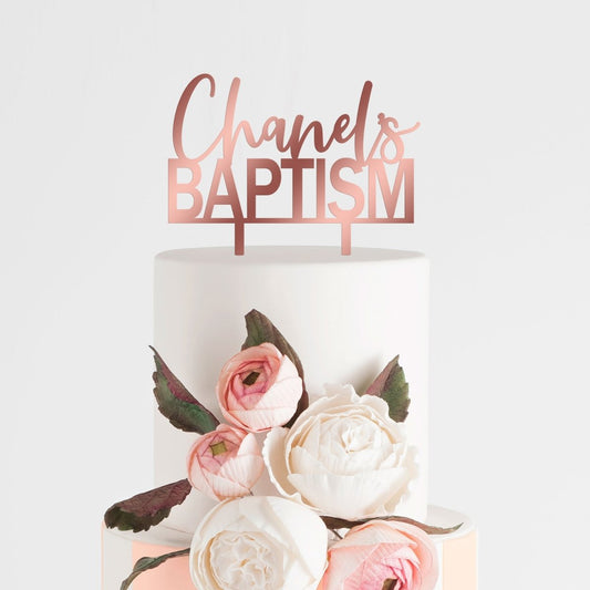 Personalized Baptism Cake Topper, Acrylic or Wood Cake Topper - VividEditions