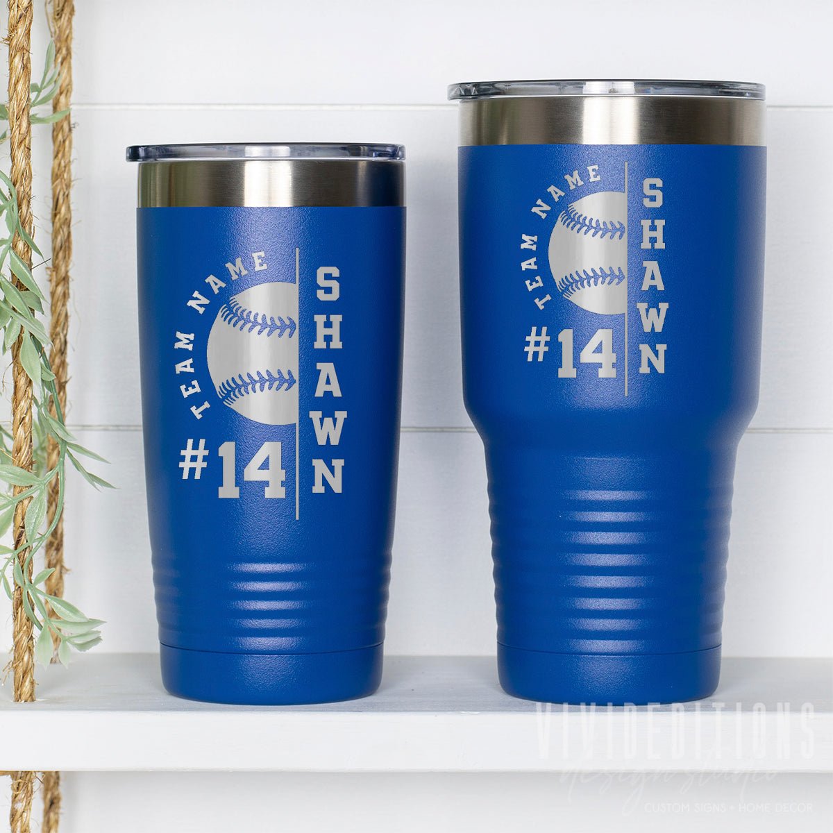 Personalized Engraved Baseball Team Tumbler - 20oz or 30oz (16 color options) Tumblers - VividEditions