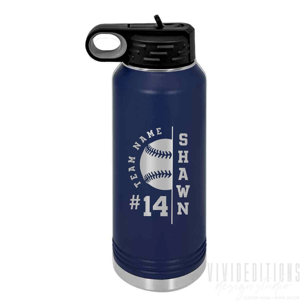 Personalized Engraved Baseball Team Water Bottle (2 sizes / 16 color options) Tumblers - VividEditions