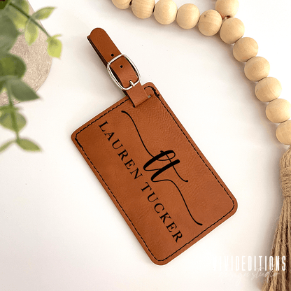 Personalized Engraved Leather Luggage Tag (11 designs) - VividEditions