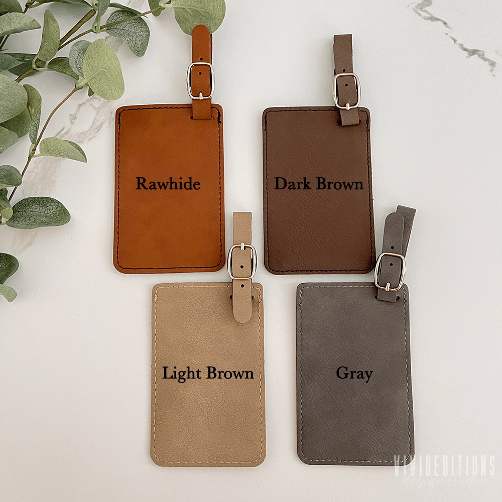 Personalized Engraved Leather Luggage Tag (11 designs) - VividEditions
