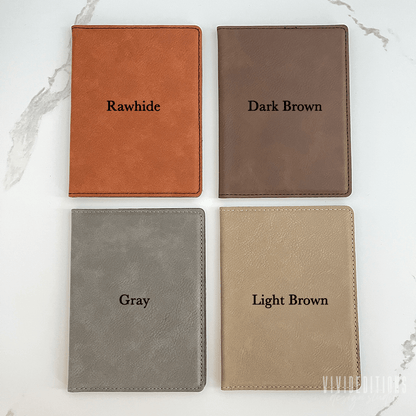 Personalized Engraved Leather Passport Holder (11 designs) - VividEditions