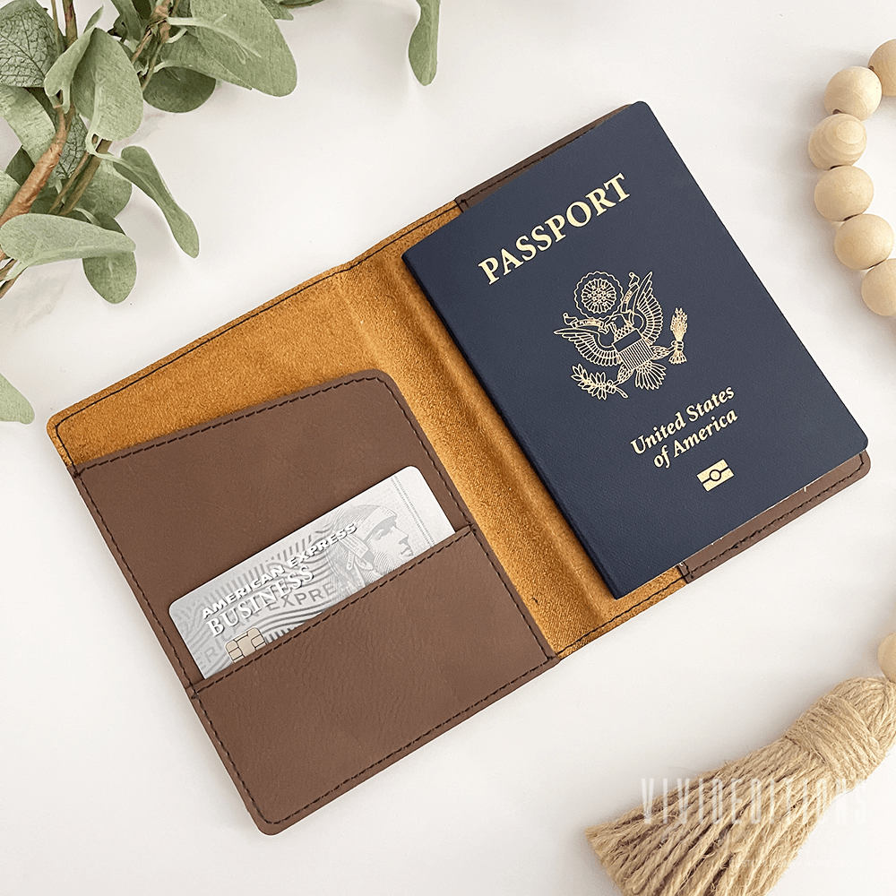 Leather Monogrammed Passport Cover
