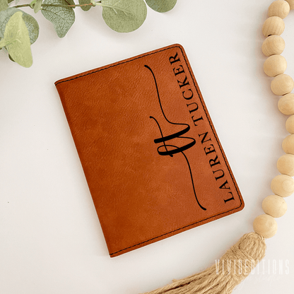 Personalized Engraved Leather Passport Holder (11 designs) - VividEditions