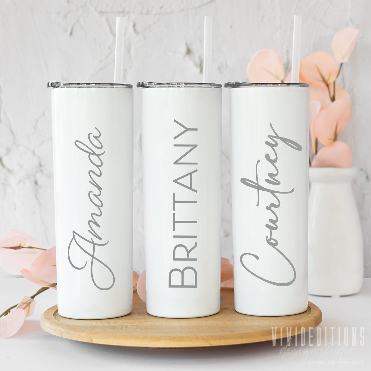 Personalized Engraved Name Skinny Tumbler - 20oz (more fonts / 12 color options) Tumblers - VividEditions