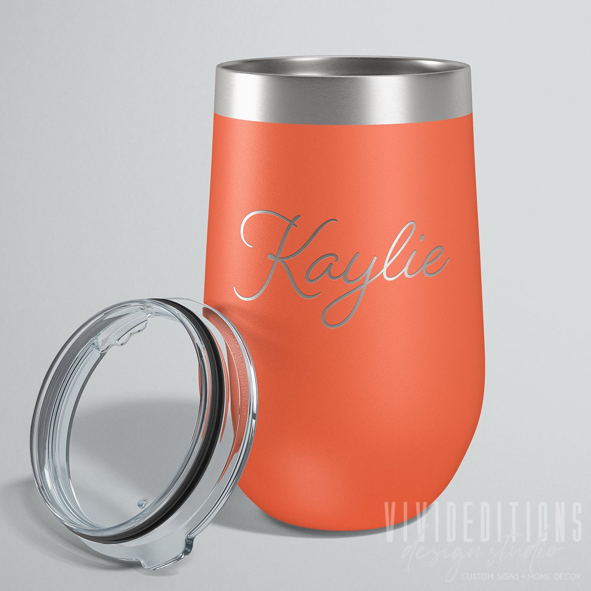 Personalized Engraved Travel Wine/Coffee Tumbler - 16oz (more fonts / 16 colors) Tumblers - VividEditions