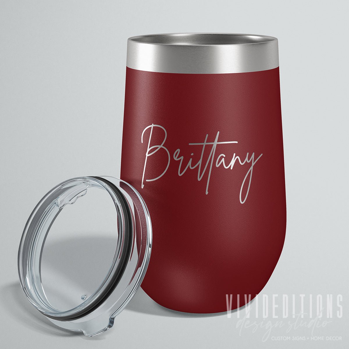 Personalized Engraved Travel Wine/Coffee Tumbler - 16oz (more fonts / 16 colors) Tumblers - VividEditions