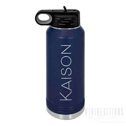 Personalized Engraved Water Bottle - 32oz (more fonts / 16 colors) Tumblers - VividEditions