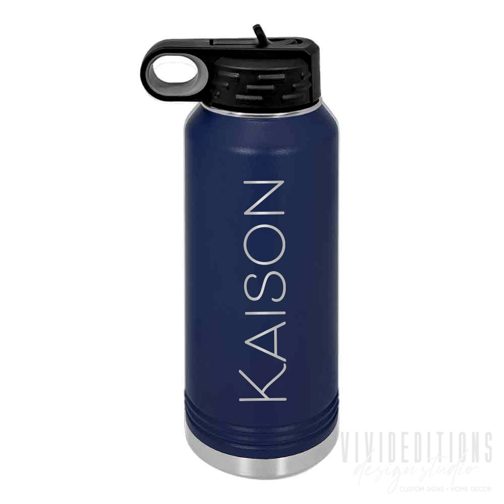 Personalized Engraved Water Bottle - 32oz (more fonts / 16 colors) Tumblers - VividEditions