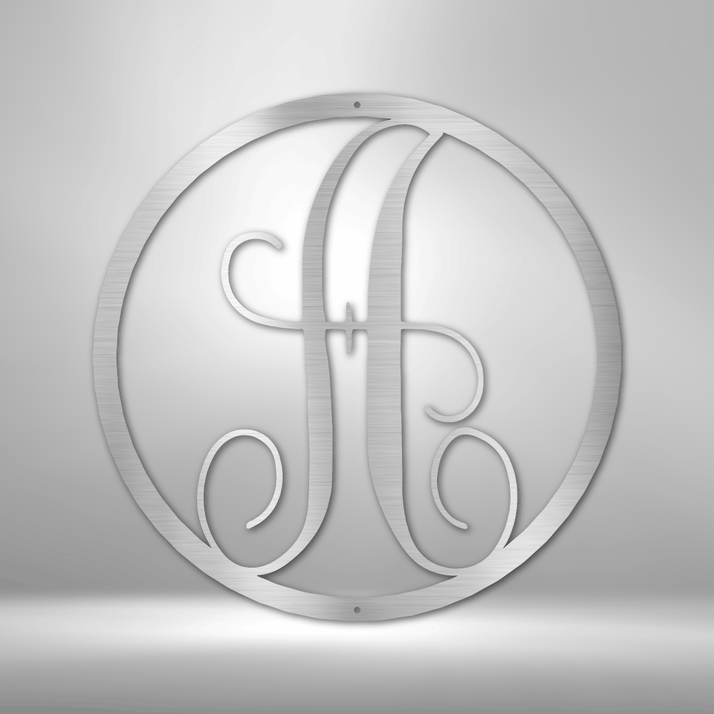 Personalized Fancy Round Initial Monogram - Metal Sign Steel Sign - VividEditions