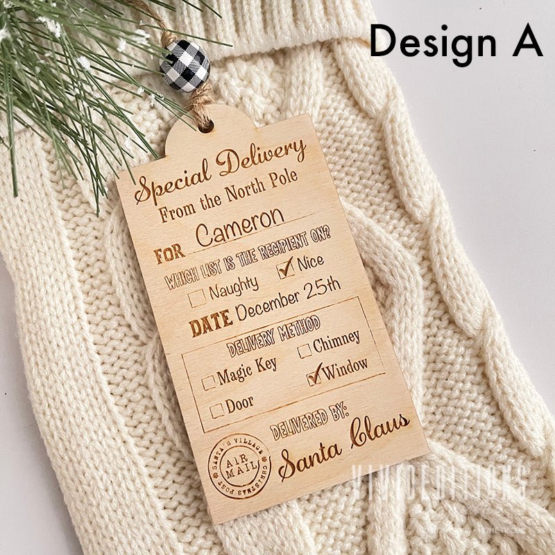 Personalized From Santa Wood Gift Tag Ornament - VividEditions