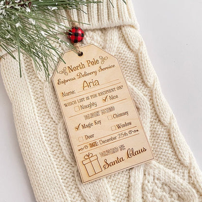 Stocking Name Tags Personalized Holiday Gift Tag Christmas Decor Large Wood  Stocking Labels