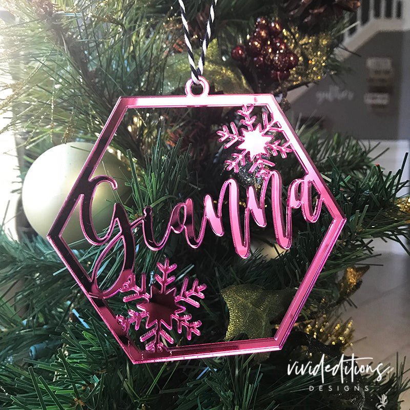 Personalized Geometric Snowflake Christmas Ornament, Acrylic Ornament - VividEditions