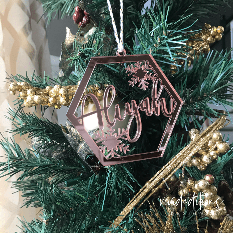 Personalized Geometric Snowflake Christmas Ornament, Acrylic - VividEditions