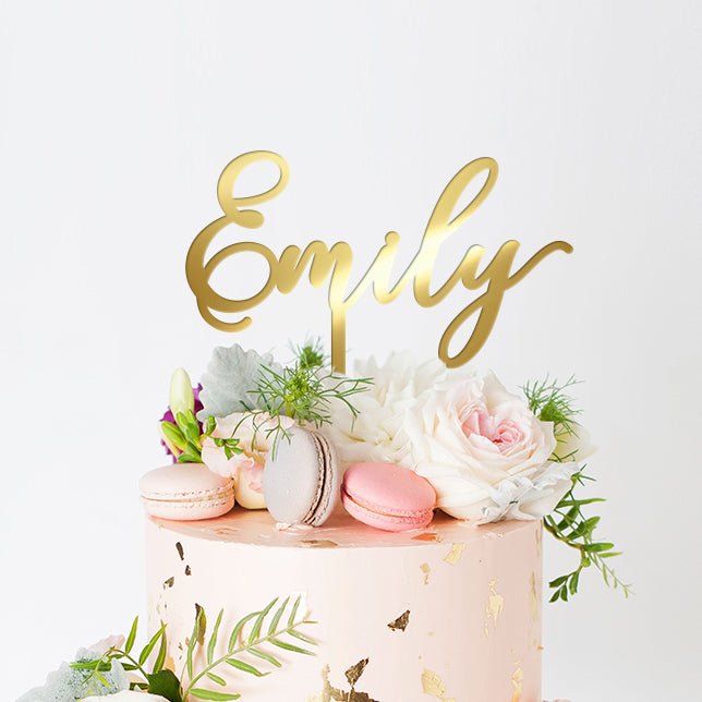 Personalized Name Cake Topper, Acrylic or Wood Cake Topper - VividEditions