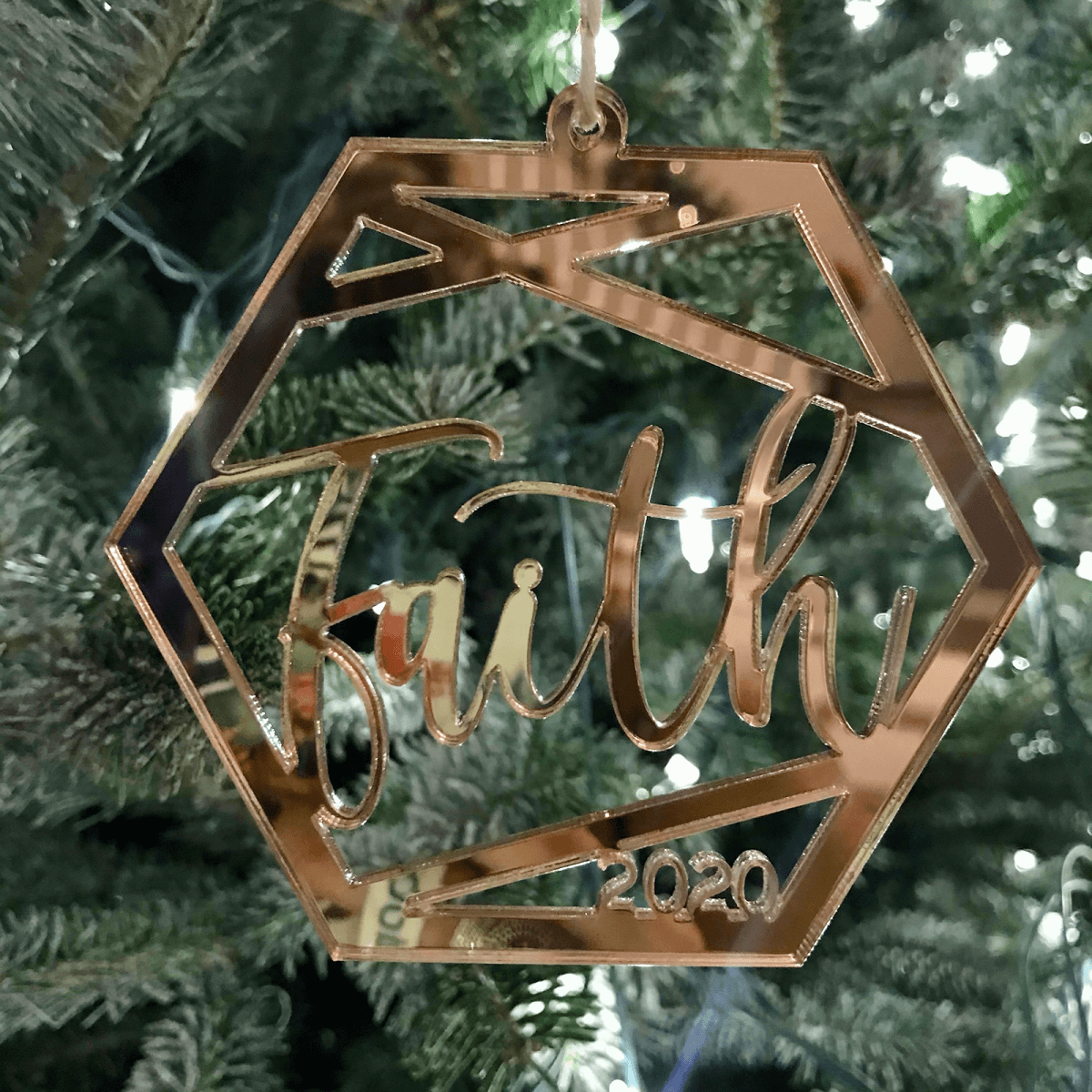 Personalized Name Geometric Christmas Ornament, Acrylic - VividEditions