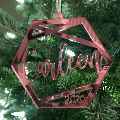 Personalized Name Geometric Christmas Ornament, Acrylic Ornament - VividEditions