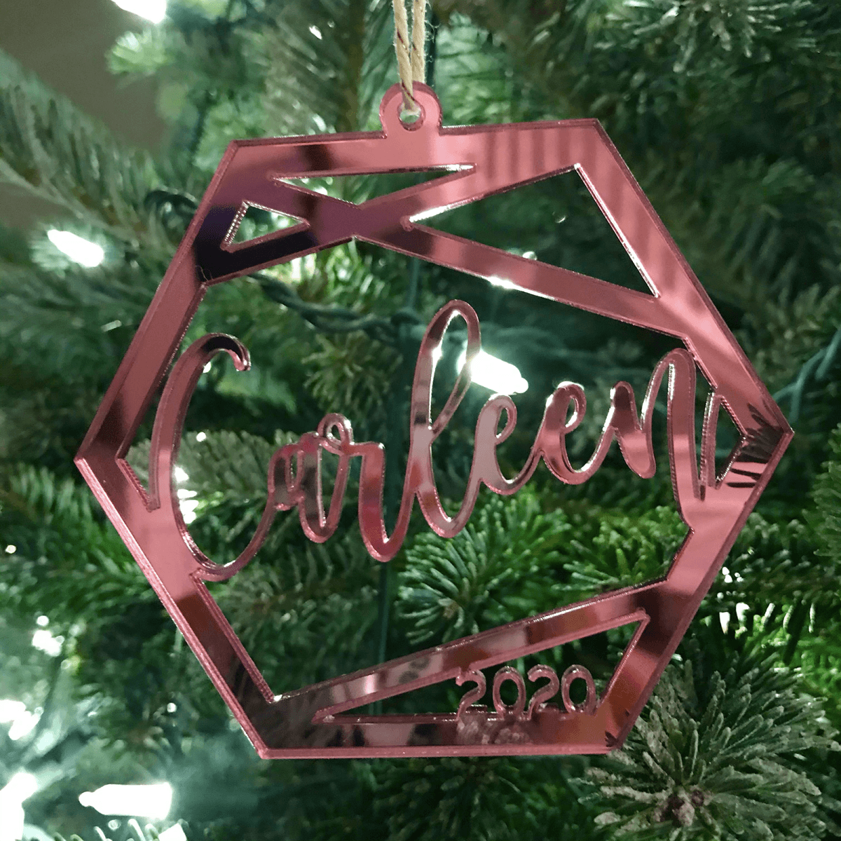 Personalized Name Geometric Christmas Ornament, Acrylic Ornament - VividEditions