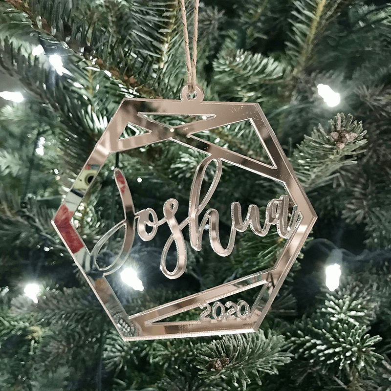 Personalized Name Geometric Christmas Ornament, Acrylic Ornament - VividEditions
