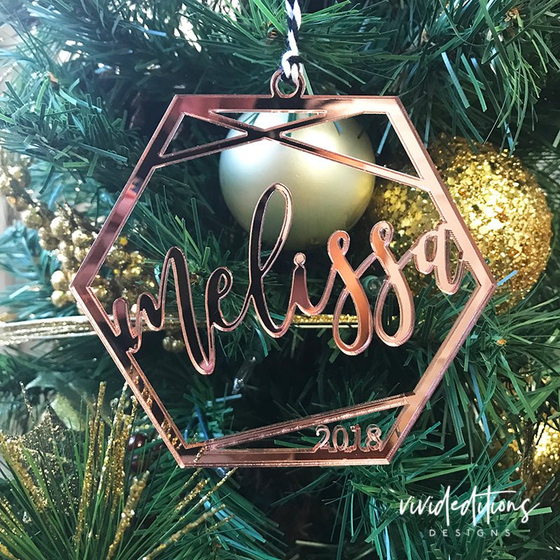 Personalized Name Geometric Christmas Ornament, Acrylic Ornament - VividEditions