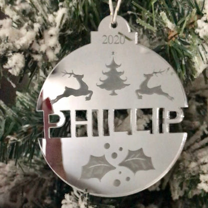 Personalized Split Name Christmas Ornament, Acrylic - VividEditions