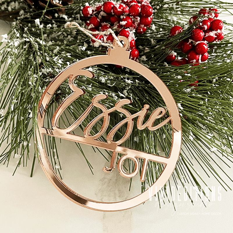 Personalized Split Round First + Middle Name Christmas Ornament, Acrylic Ornament - VividEditions