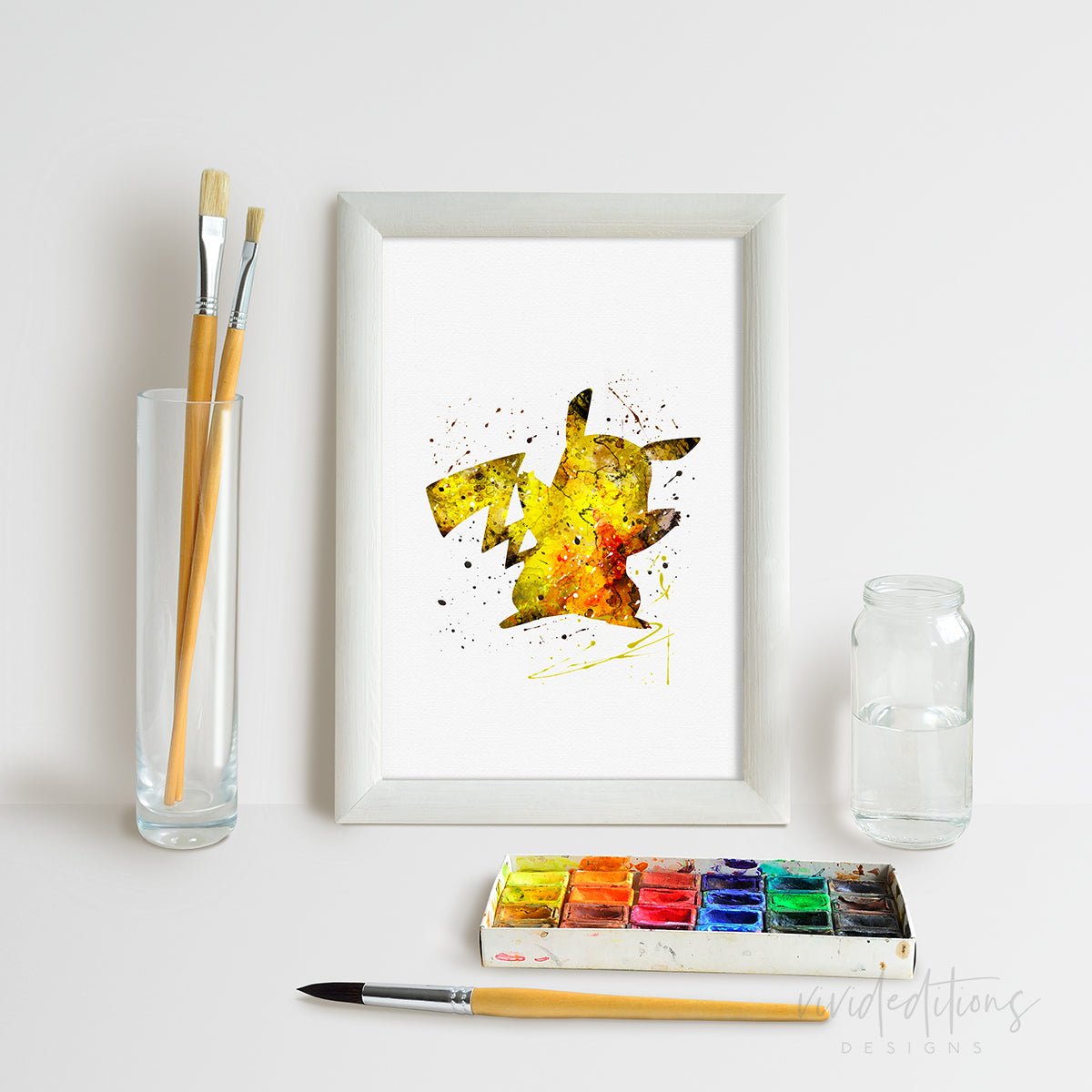 Pikachu, Pokemon Go Watercolor Art Print Print - VividEditions