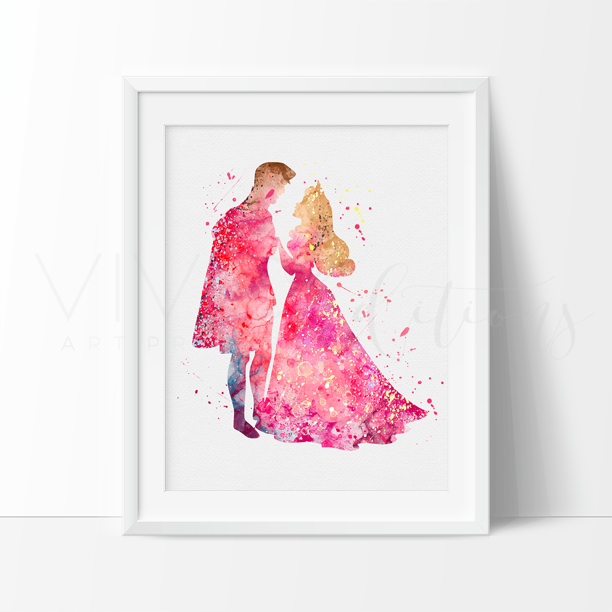 Princess Aurora & Prince Phillip 2 Watercolor Art Print Print - VividEditions