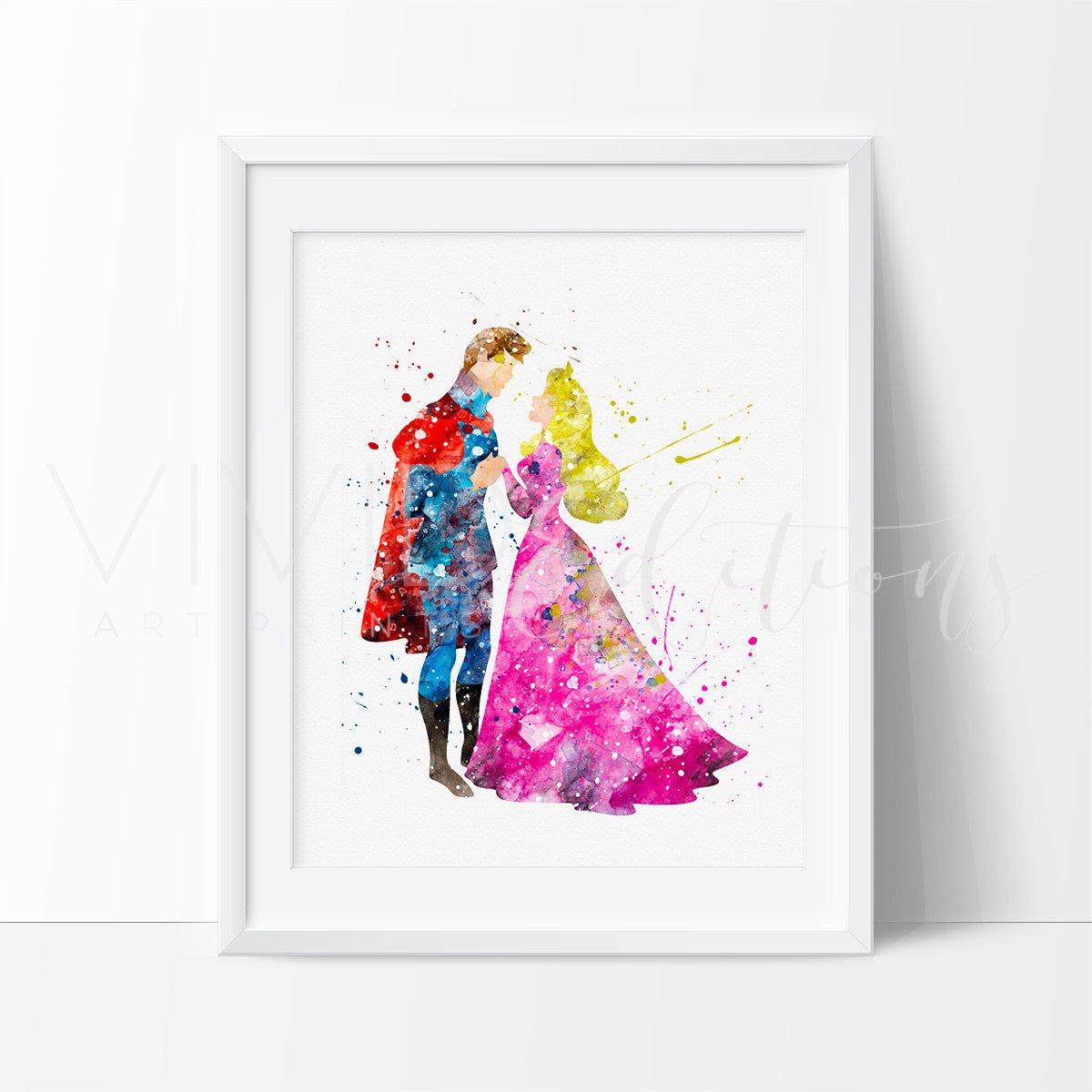 Princess Aurora & Prince Phillip 3 Watercolor Art Print Print - VividEditions