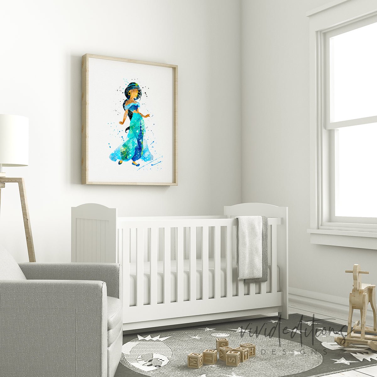Princess Jasmine 3, Aladdin Watercolor Art Print Print - VividEditions