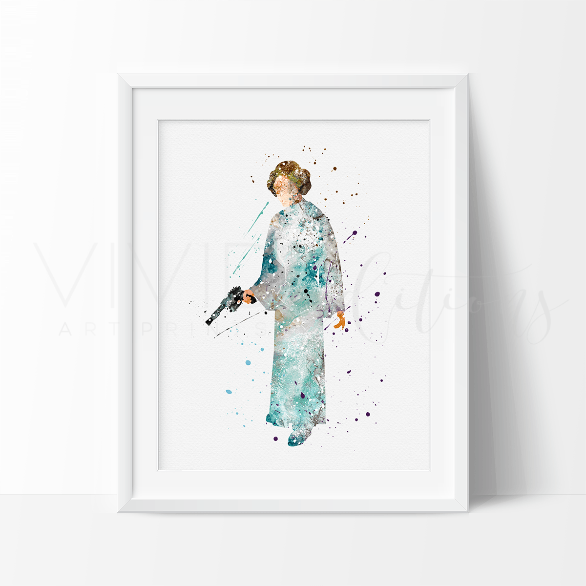 Princess Leia Star Wars Watercolor Art Print Print - VividEditions