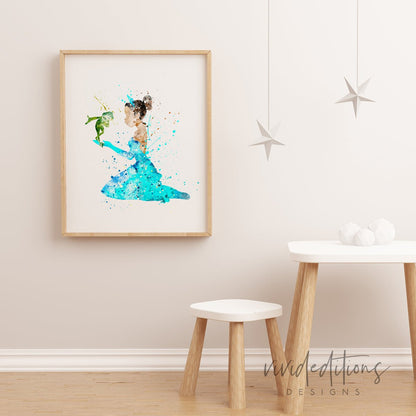 Princess Tiana Watercolor Art Print Print - VividEditions