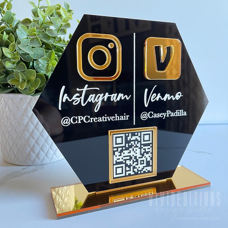 QR Code Business Social Media Sign - Double Icon Social Media Sign - VividEditions