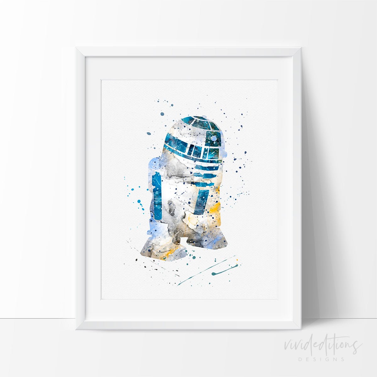 R2D2 Star Wars Watercolor Art Print Print - VividEditions