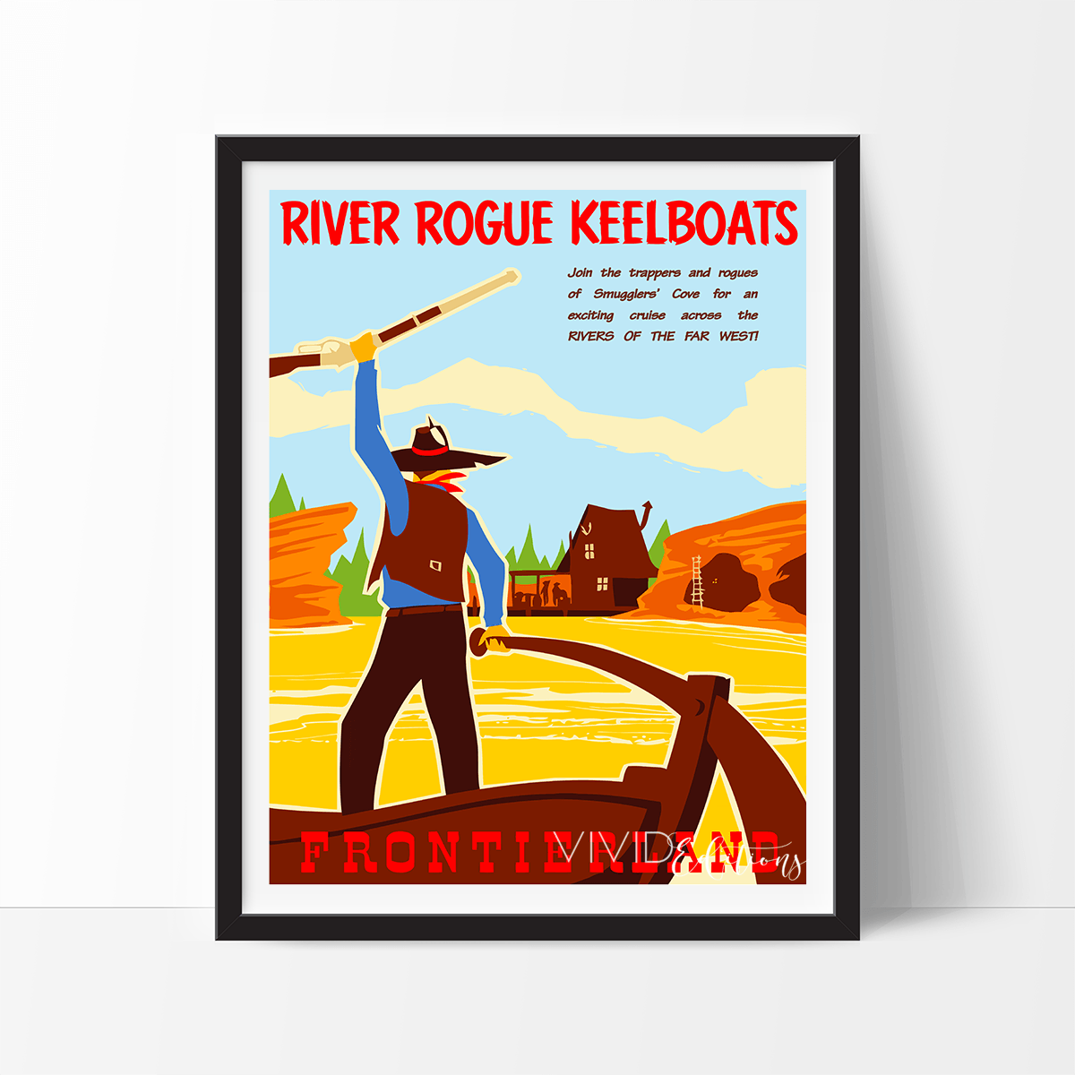 River Rogue Keelboats, Disneyland Poster Print - VividEditions