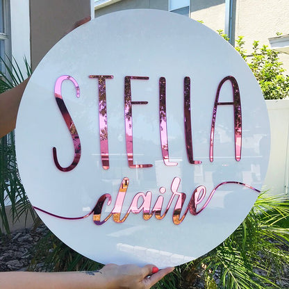 Round Handwritten 3D Acrylic Name Sign Name Sign - VividEditions