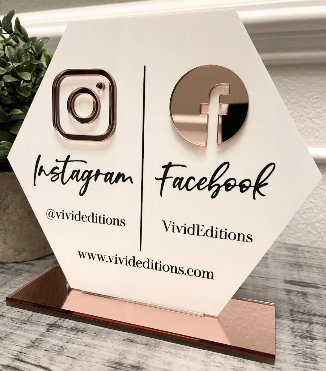 Social Media Business Sign - Double Icon Social Media Sign - VividEditions