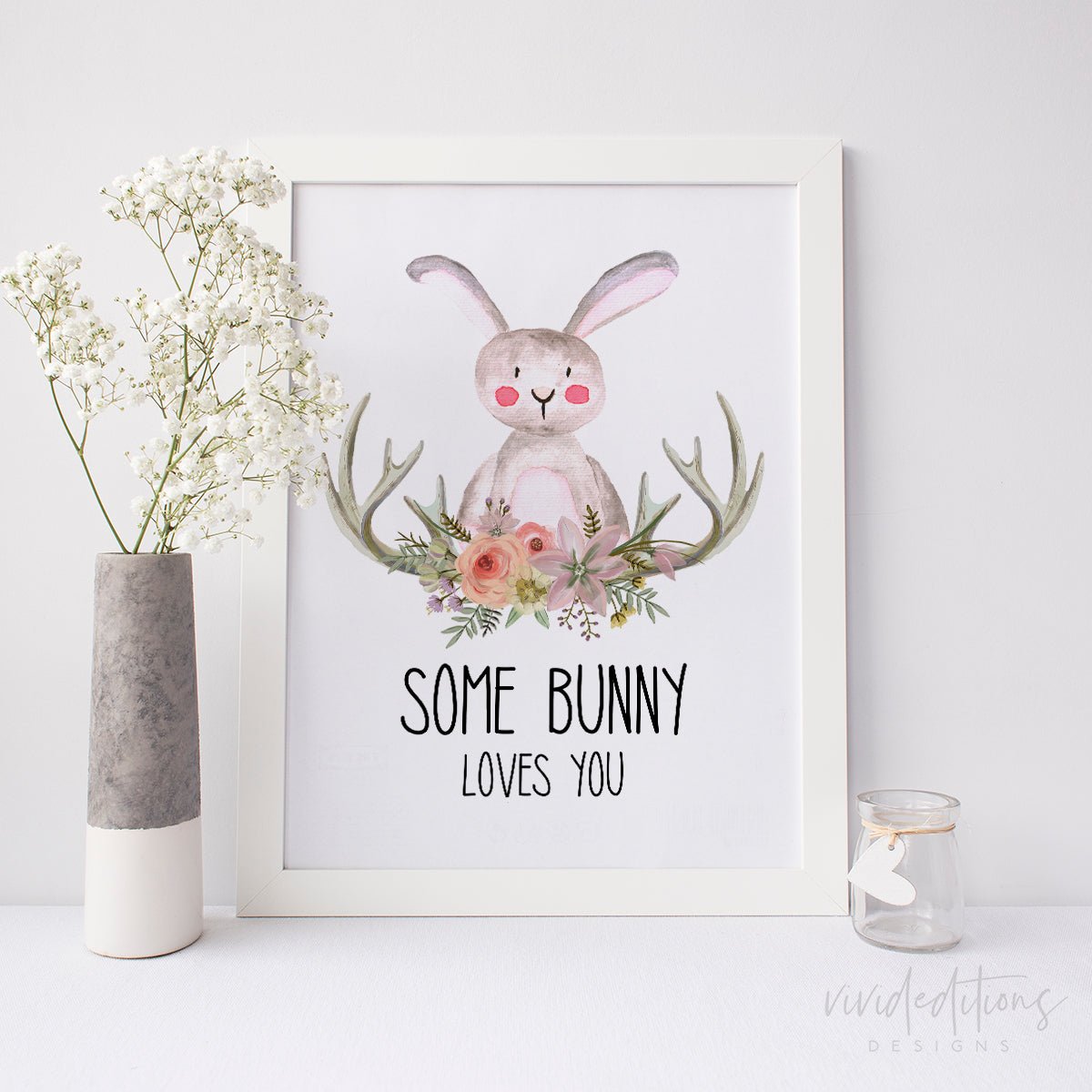 Some Bunny Loves You Watercolor Art Print Print - VividEditions