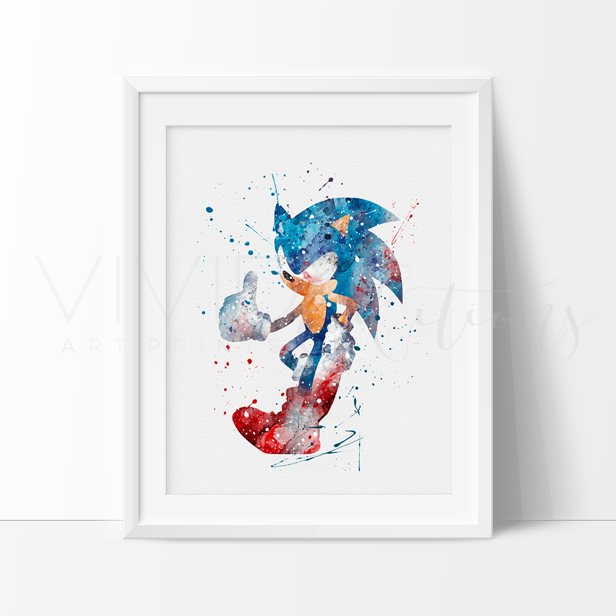 Sonic the Hedgehog Watercolor Art Print Print - VividEditions