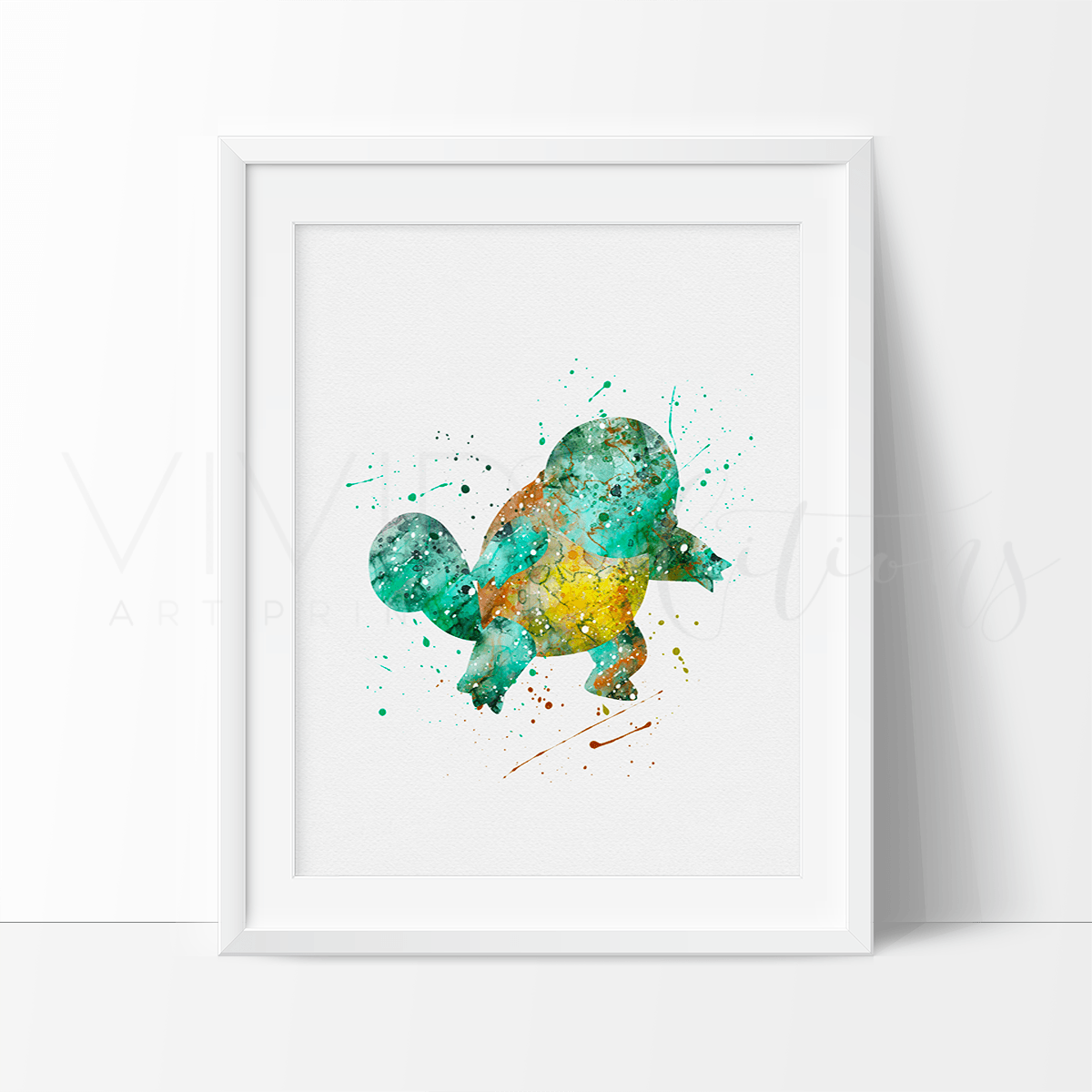 Squirtle, Pokemon Watercolor Art Print Print - VividEditions