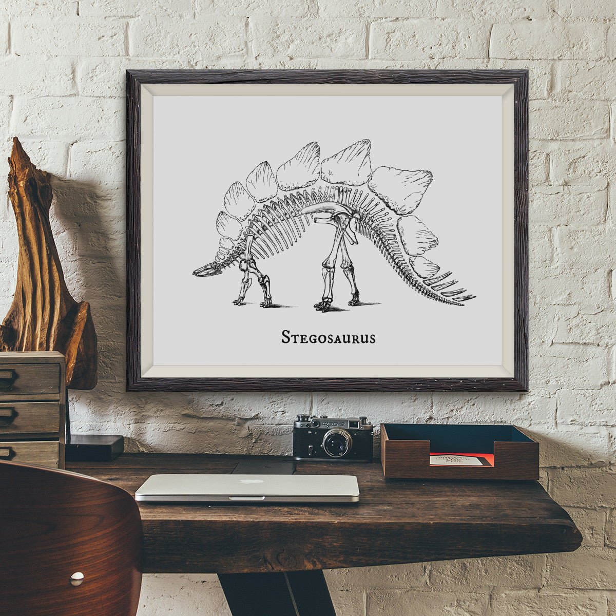 Stegosaurus Vintage Dinosaur Illustration - VividEditions