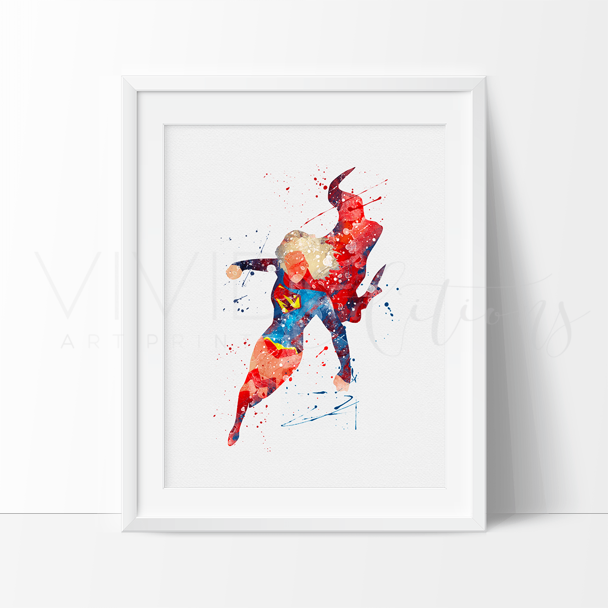 Supergirl Watercolor Art Print Print - VividEditions