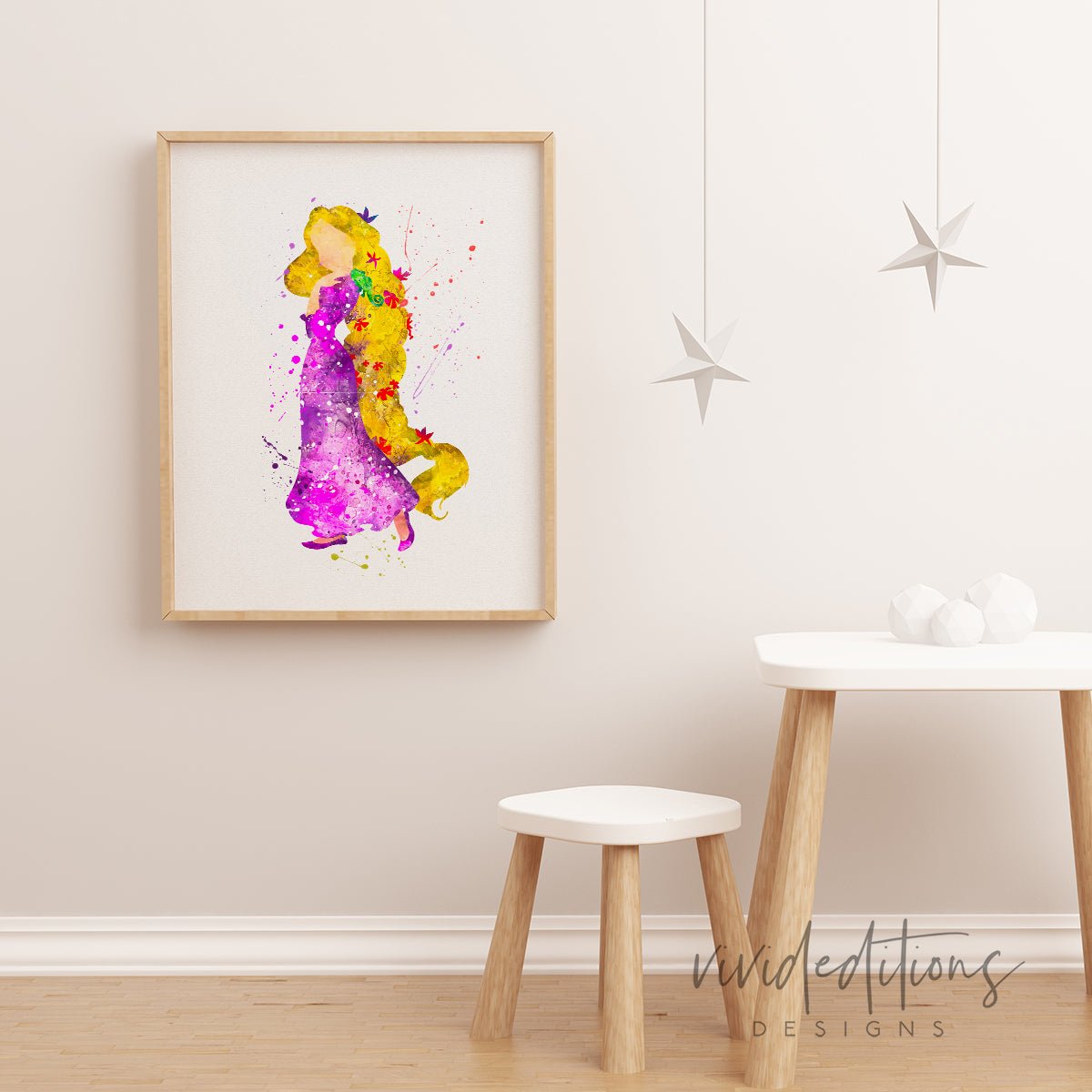 Tangled Rapunzel 3 Watercolor Art Print Print - VividEditions