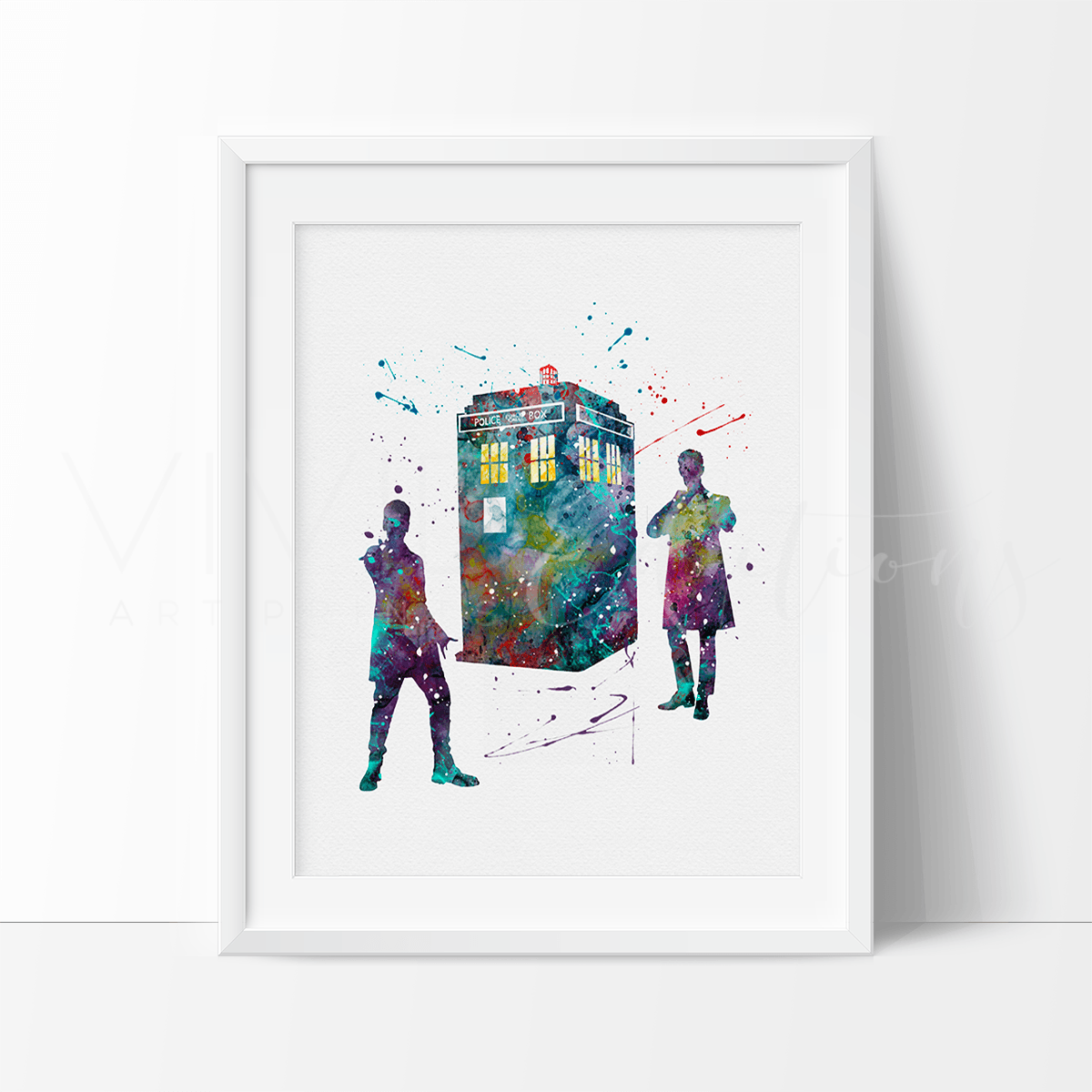 Tardis 2, Doctor Who Watercolor Art Print Print - VividEditions