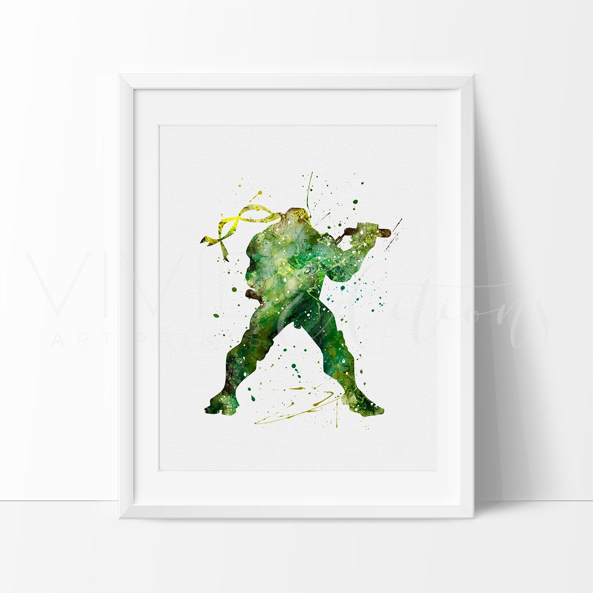 Teenage Mutant Ninja Turtles - Michelangelo Watercolor Art Print Print - VividEditions